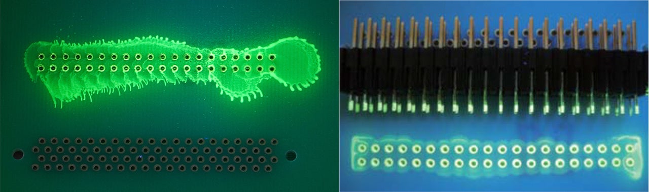 スプレーでの塗布（左）、ＭＯＮＢＩＴでの塗布（右）
