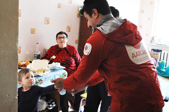 モルドバでの食料支援の様子