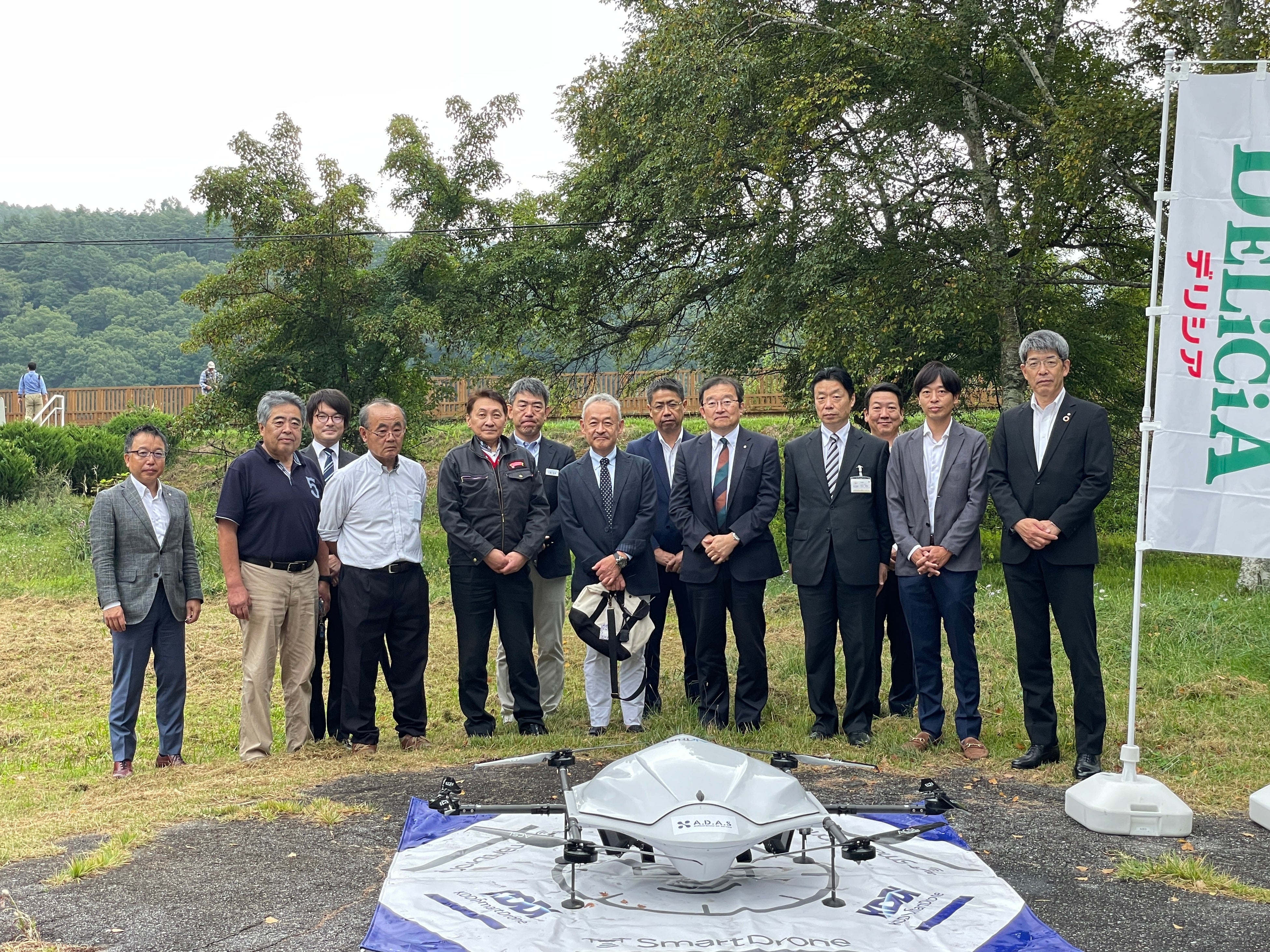 茅野市の皆様、蓼科地区関係の皆様、KDDIスマートドローンメンバー、アルピコグループメンバー