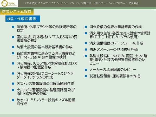 防災システム設計の検討・作成図書一覧