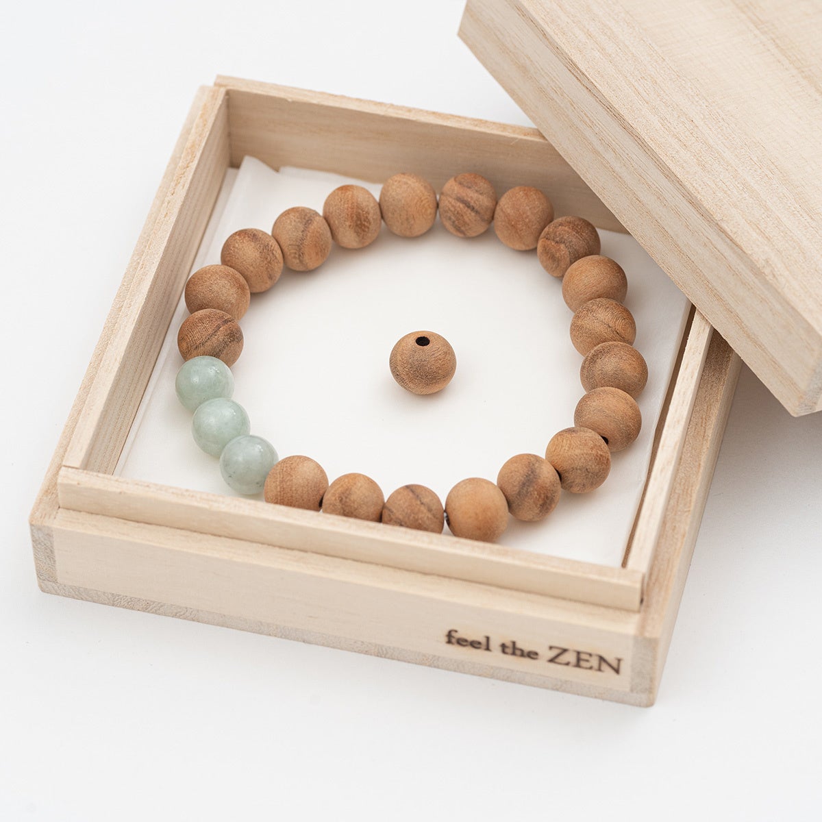 お守り念珠_仏像木ブレス_翡翠入 (10mm珠22)