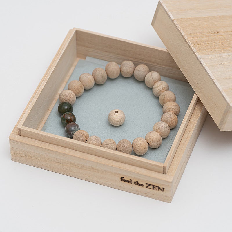 韋駄天念珠_仏像木と印度瑪瑙のブレス (10mm×22玉)