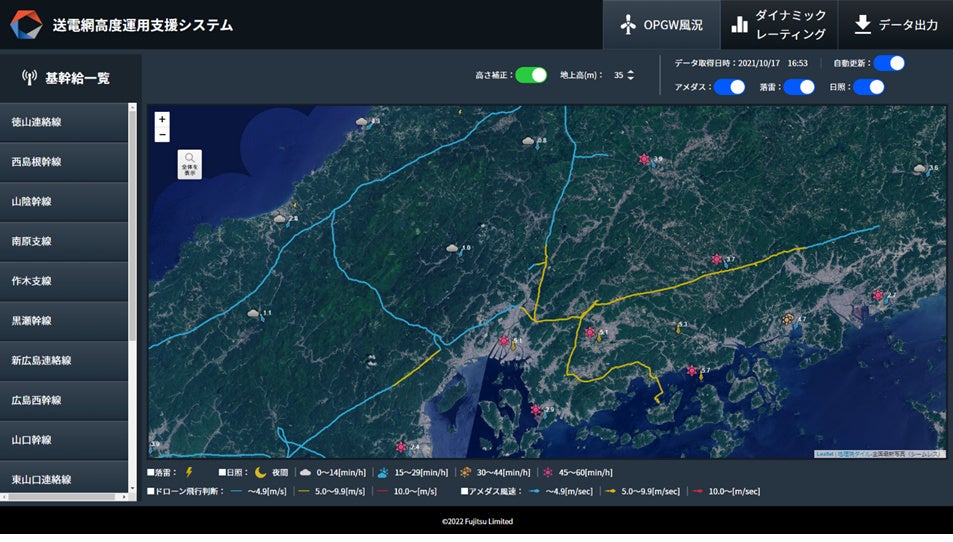 図4:送電網高度運用支援のプロトタイプシステムの画面イメージ