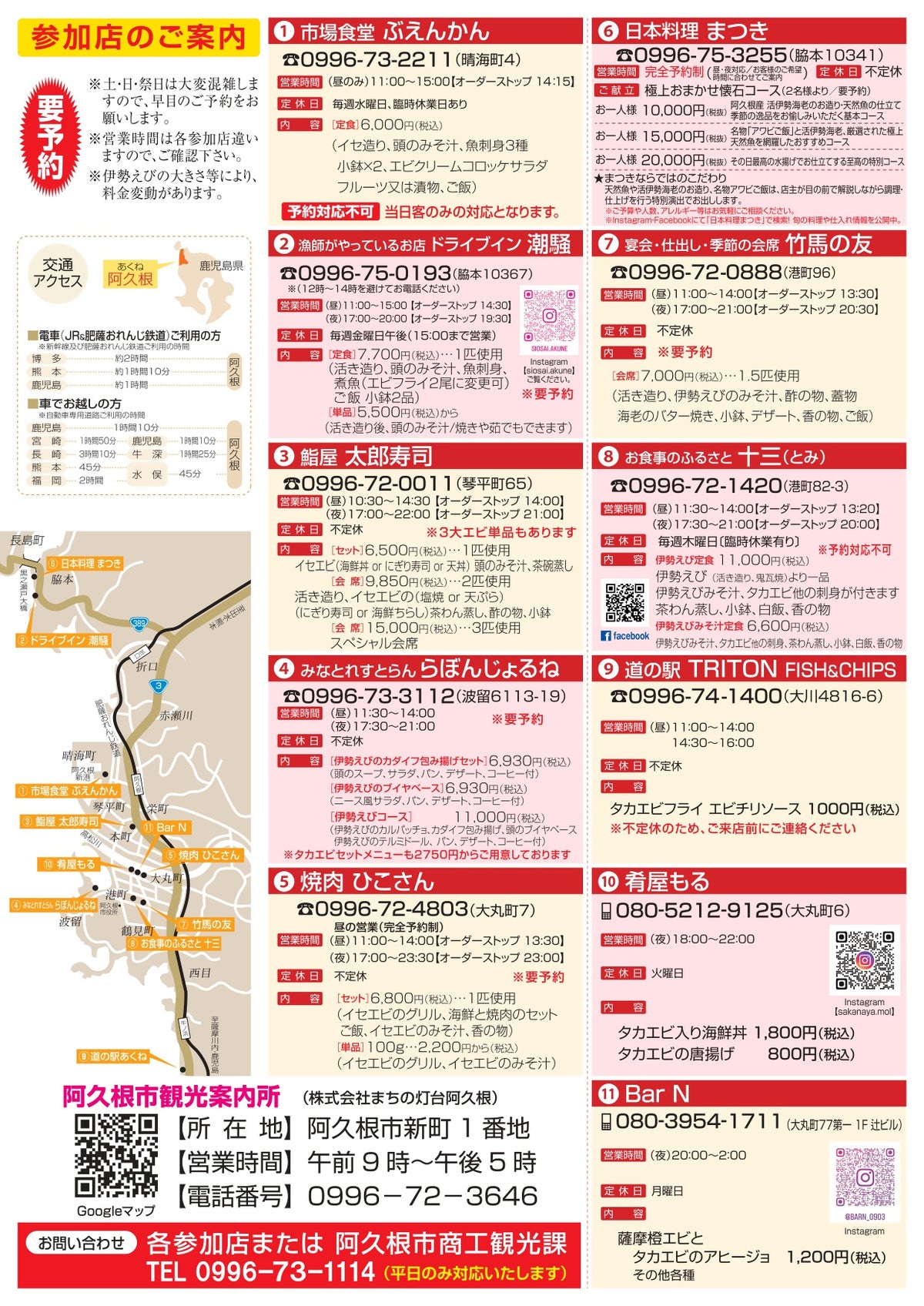参加店舗一覧および市内のアクセスMAP
