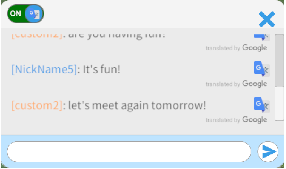 テキスト翻訳されたチャット