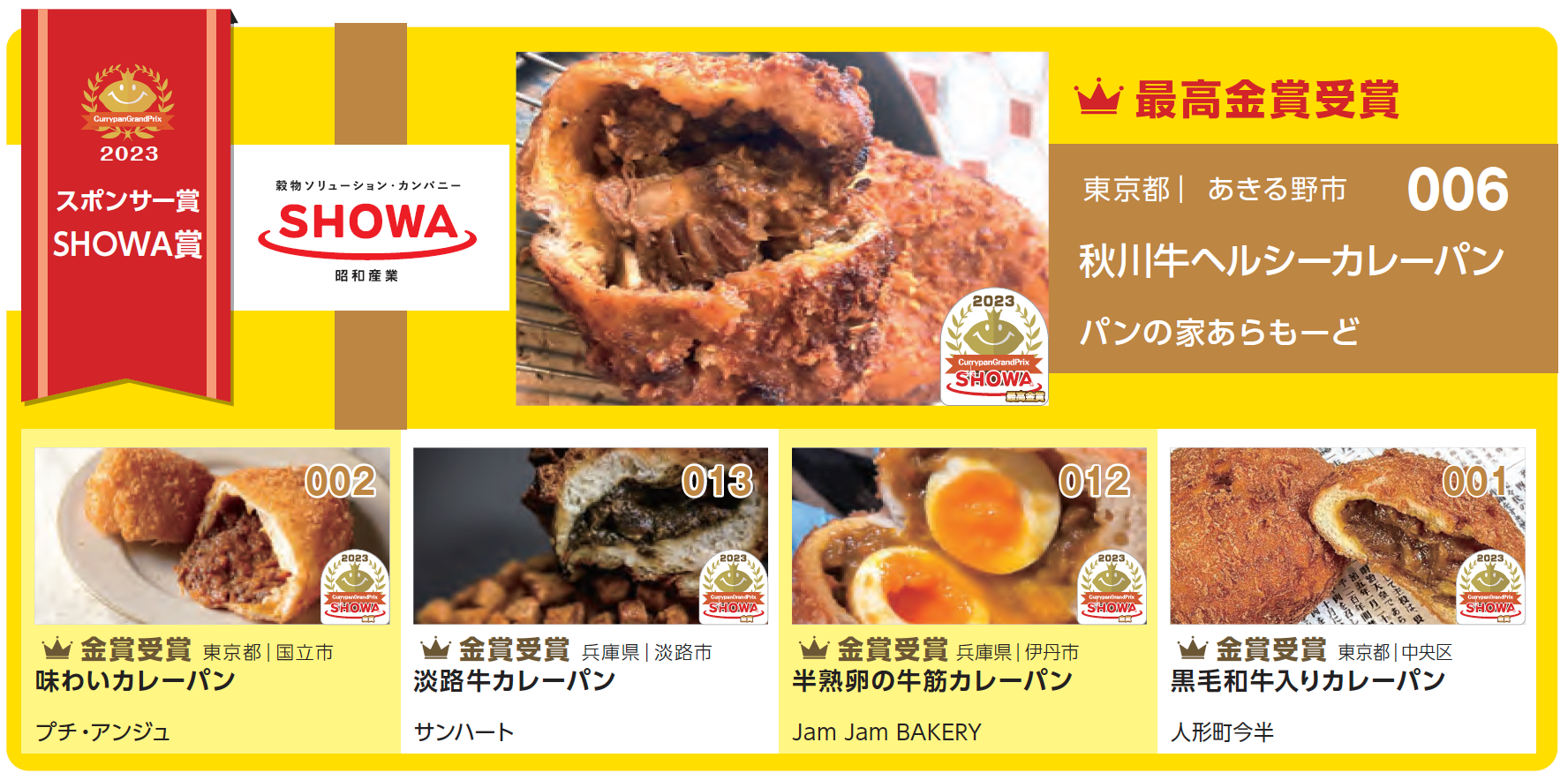 カレーパングランプリ２０２３スポンサー賞SHOWA賞