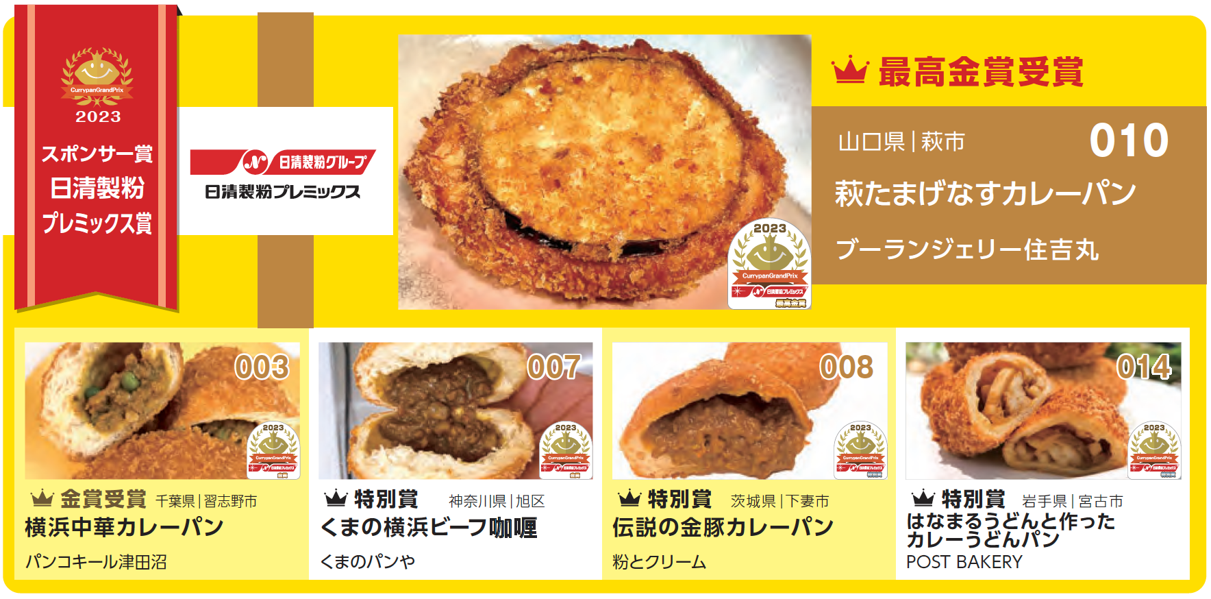 カレーパングランプリ２０２３スポンサー賞日清製粉プレミックス賞