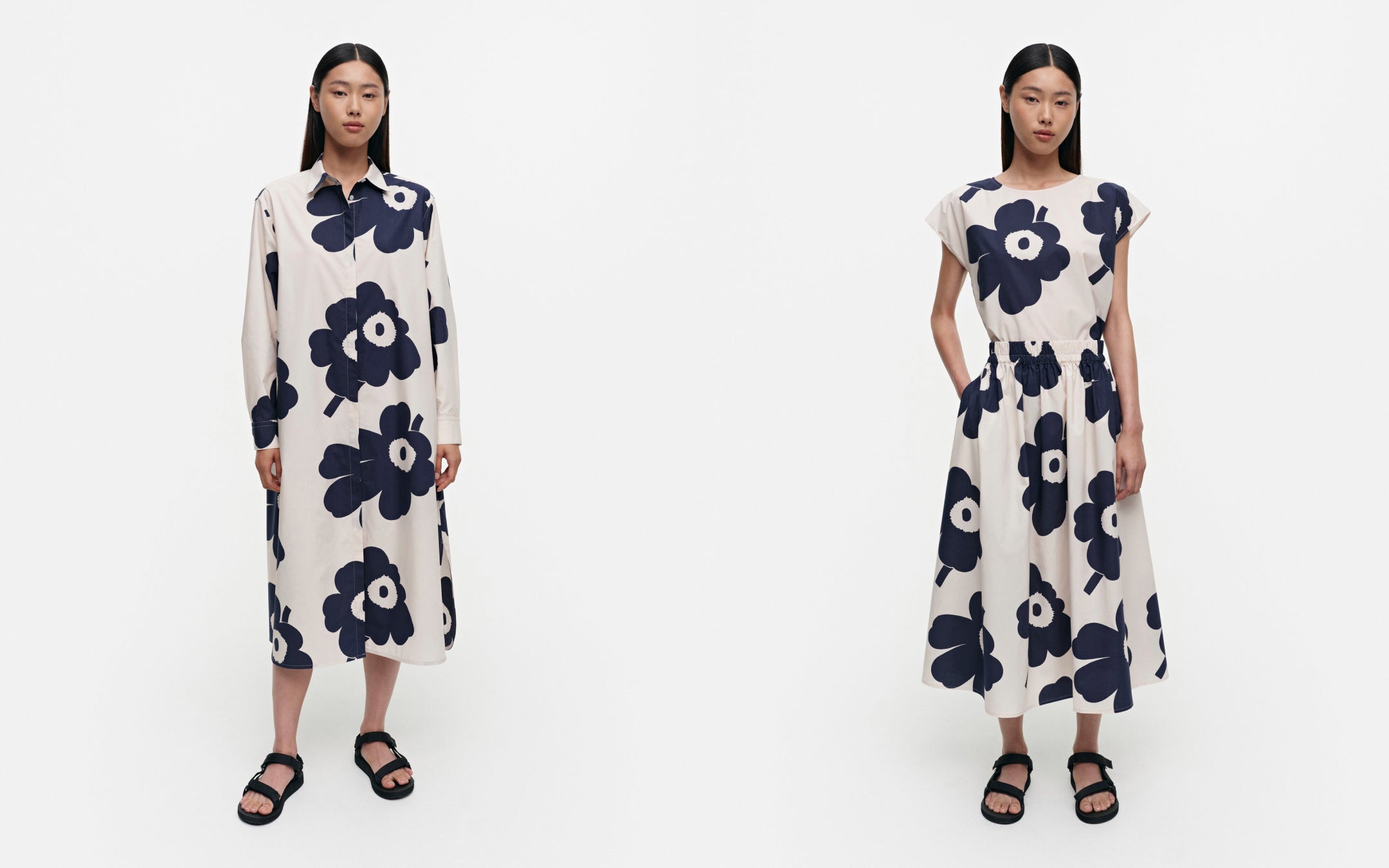 (左)ワンピース 49,500円 (右)ブラウス 27,500円 スカート 42,900円 