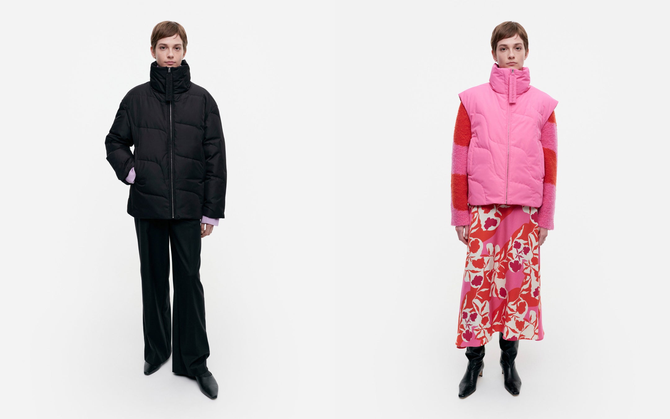 (左)Taifuuni ダウンジャケット ￥96,800 (右) Taifuuni ダウンベスト ￥72,600