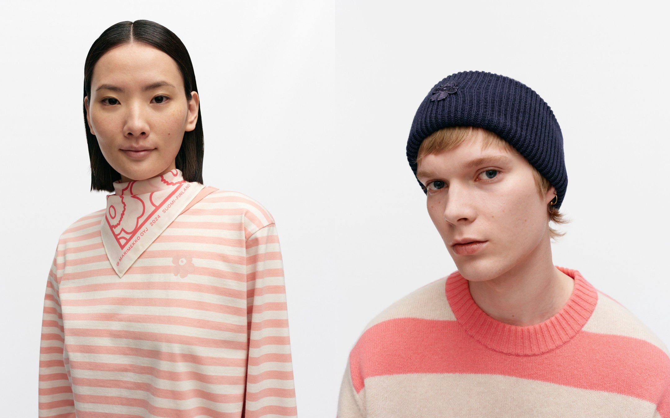 (右) &nbsp;Piirto Unikko スカーフ ￥7,480 (右)Solid ビーニー ￥19,800