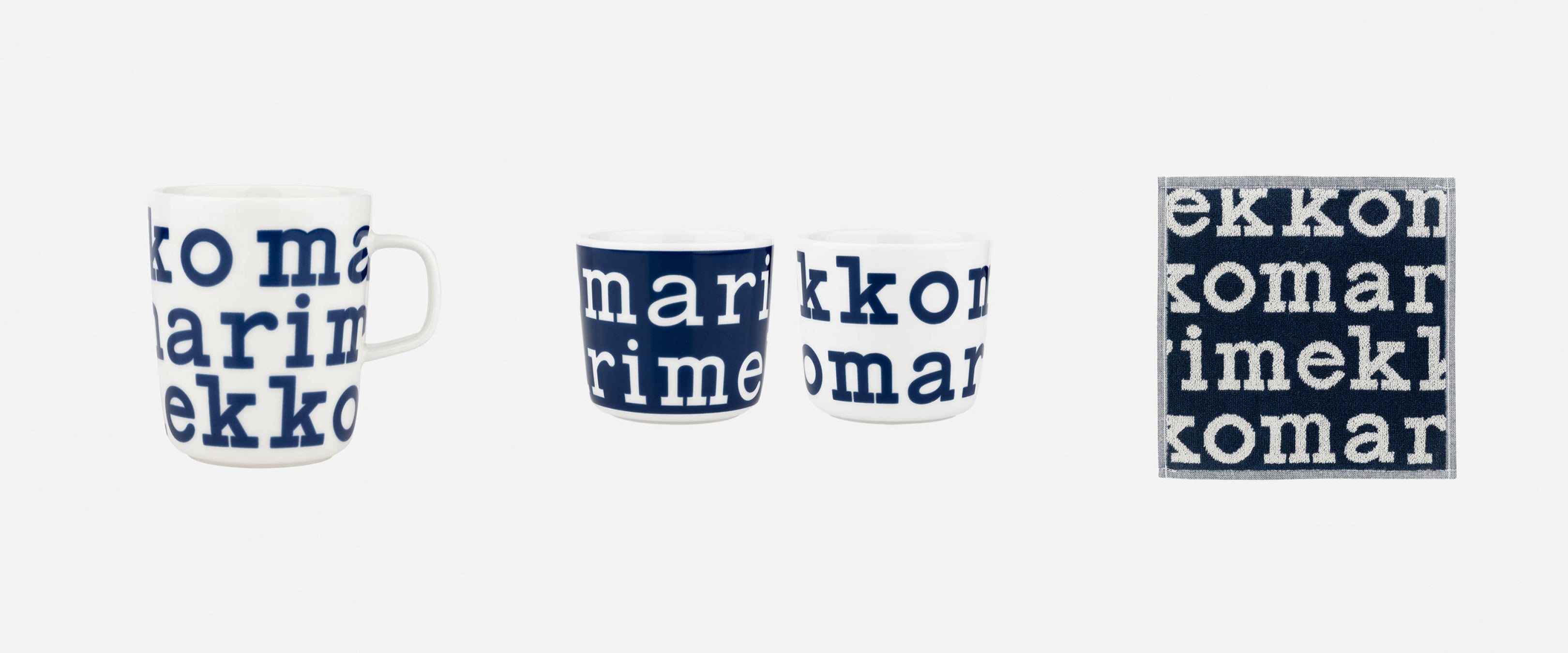 (左) 日本限定 2.5dl マグカップ ￥3,740 (中) 日本限定 2dl コーヒーカップセット ￥6,600 (右) 日本限定 26×26cm ミニタオル ￥1,980