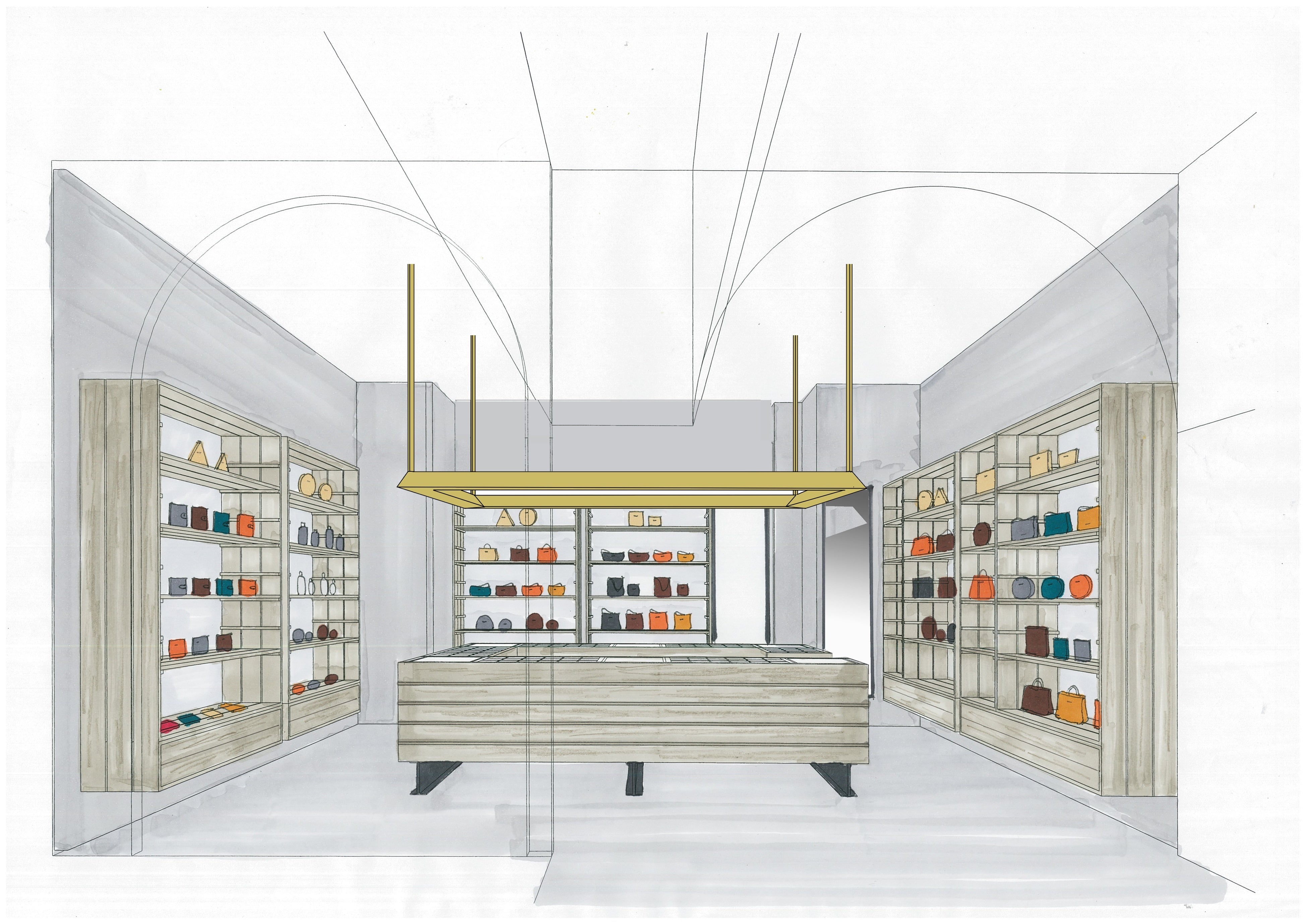 革の繊細な手触りを感じながら、豊富なバリエーションを体感できる店内。