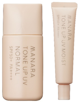 左：〈トーンアップUV〉 ノーマル　右：〈トーンアップUV〉モイスト