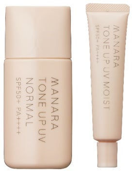 左:〈トーンアップUV〉 ノーマル 右:〈トーンアップUV〉モイスト