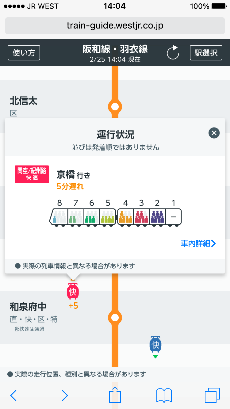 列車詳細画面