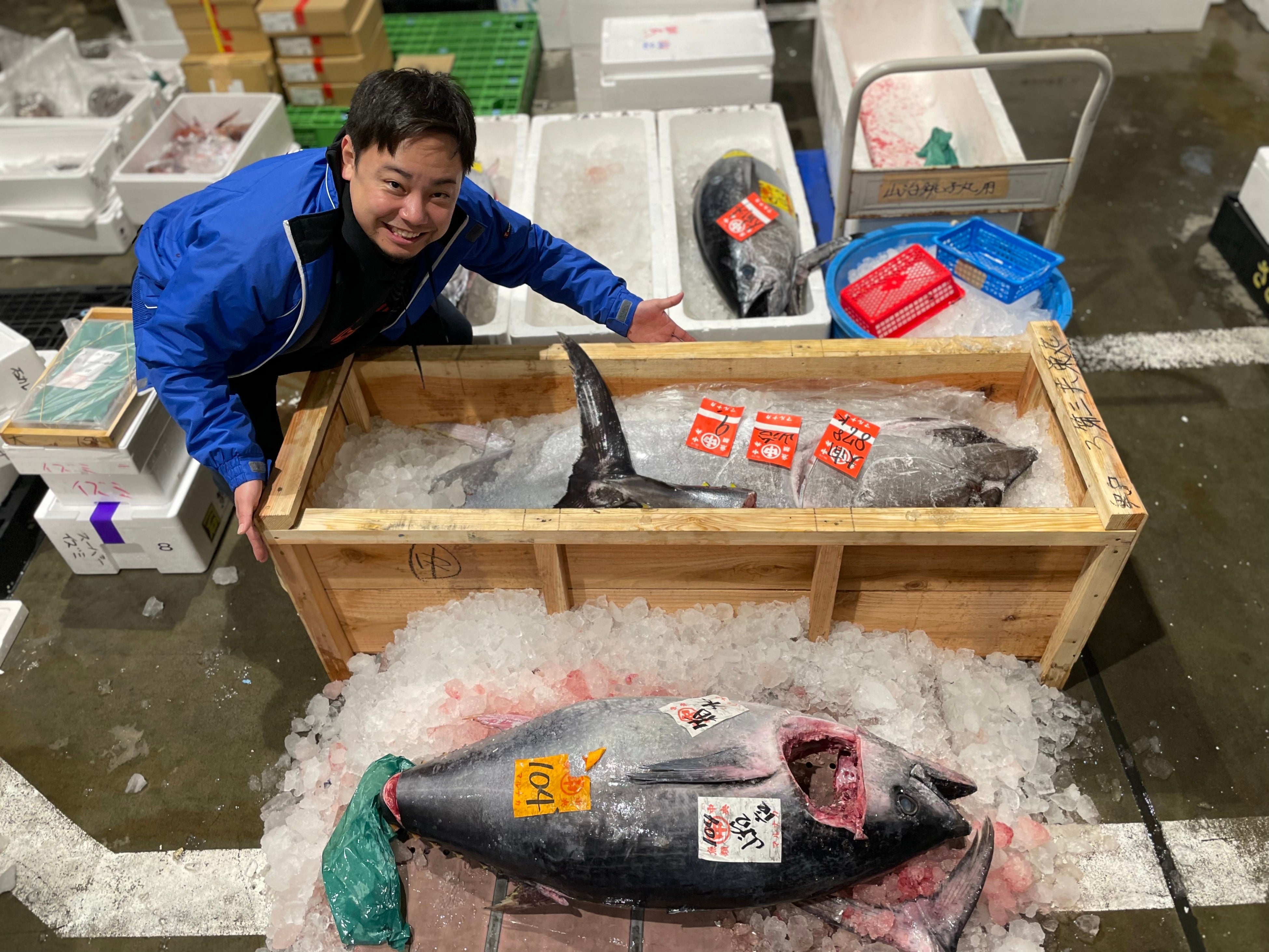 上：大間産87.8kg 下：対馬沖産34kg）
