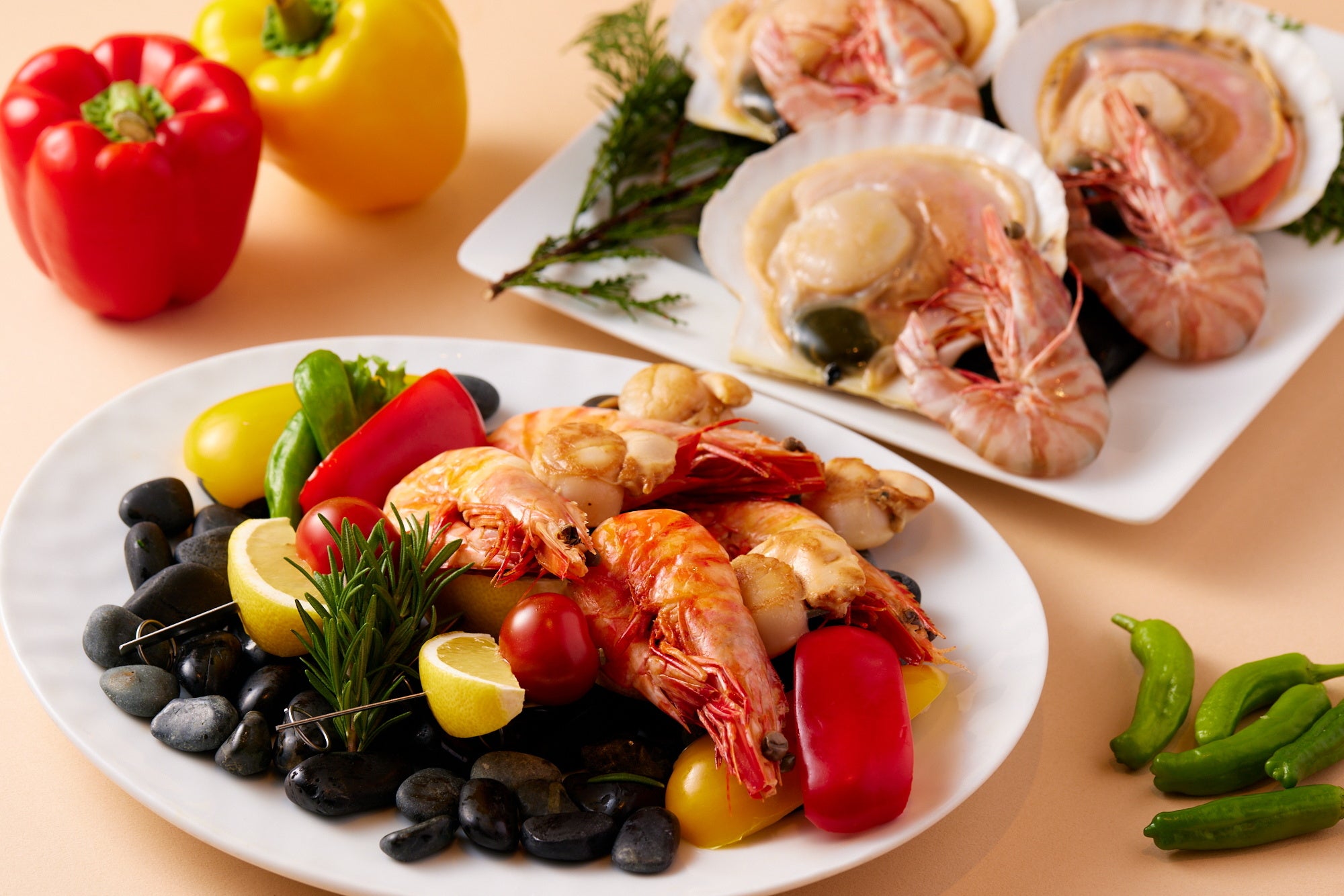 有頭海老と帆立貝の鉄板焼きイメージ