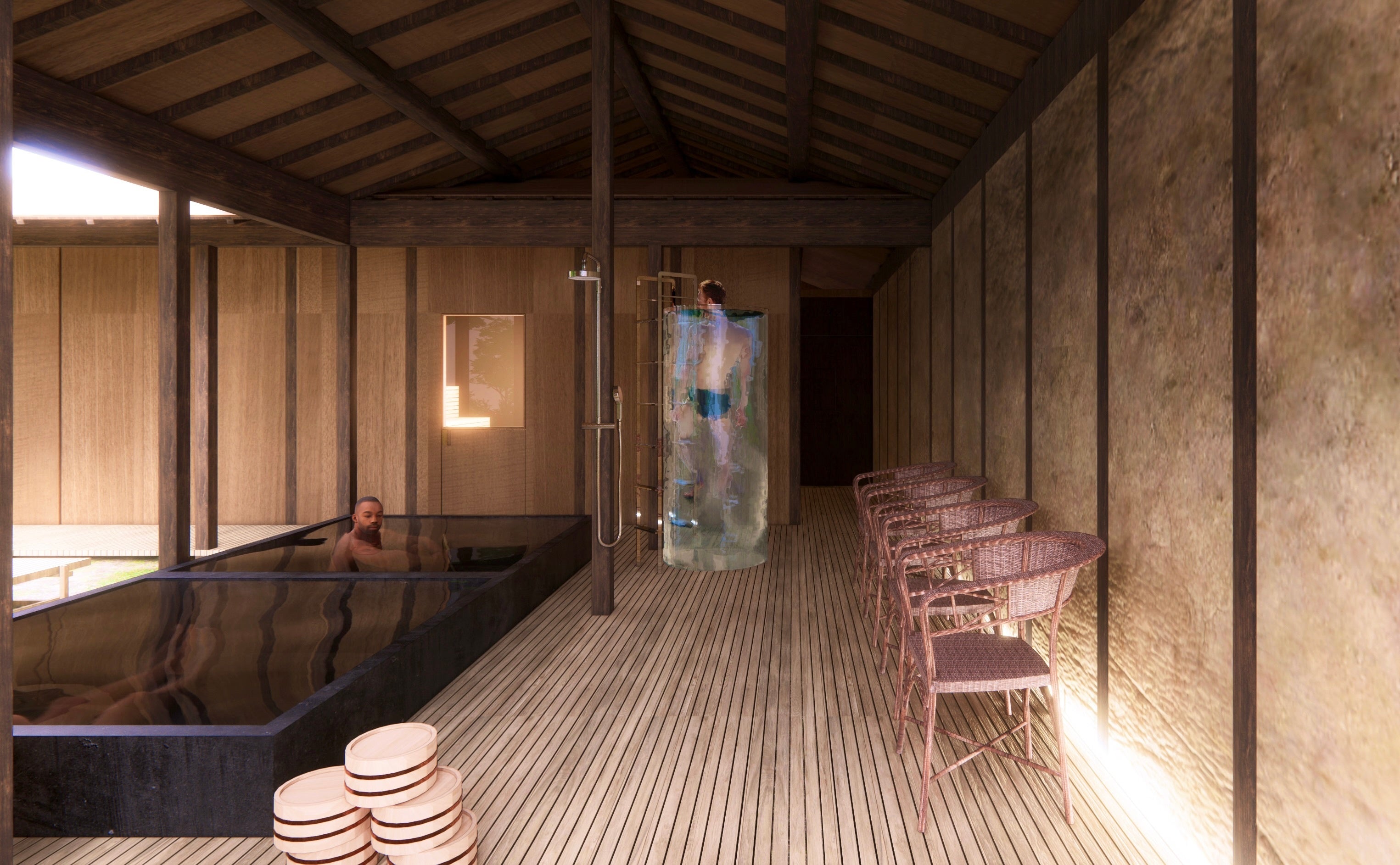 中央が日本一深い2mの水風呂「AVANTOUINTI（アヴァントウィンティ）」