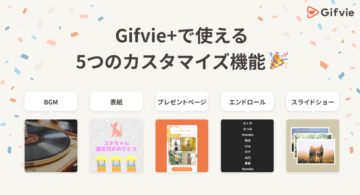 「Gifvie＋」5つのカスタマイズ機能