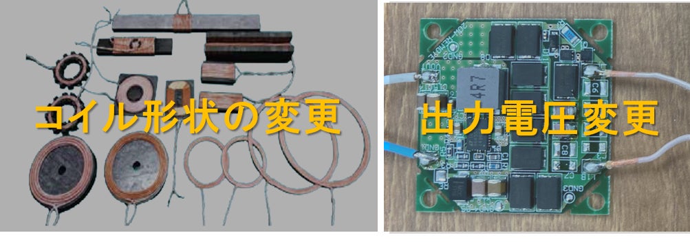 コイル形状をオリジナル形状にカスタマイズする事や出力電圧を変更する事も可能です。