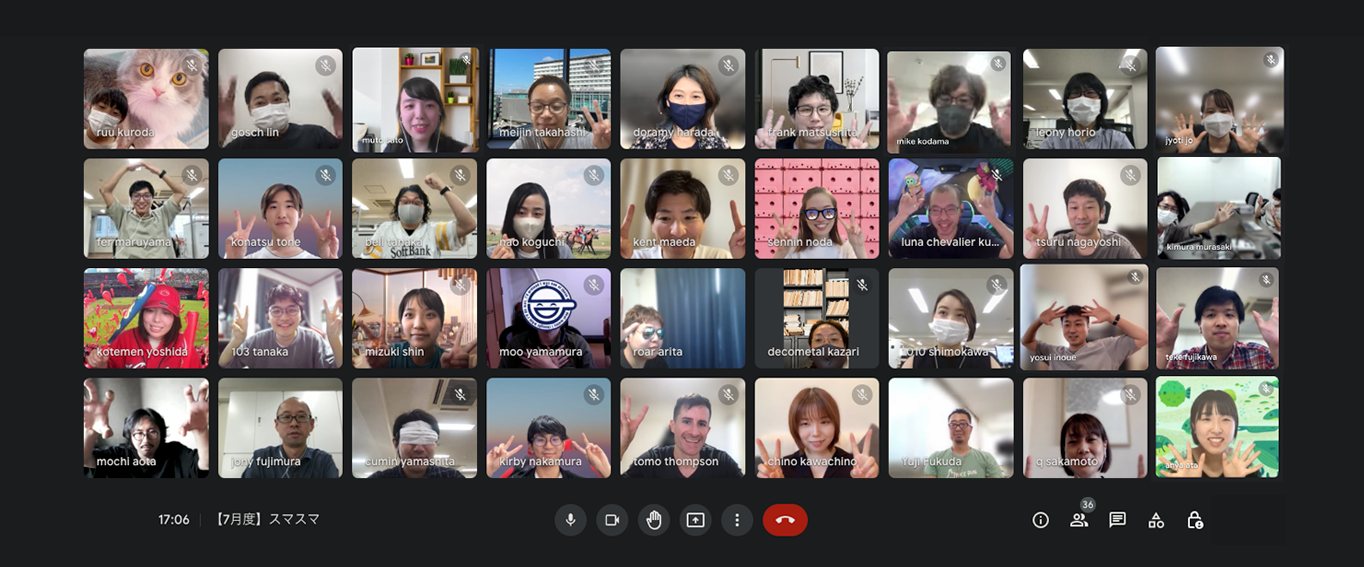 カラビナテクノロジー社のオンラインミーティング風景