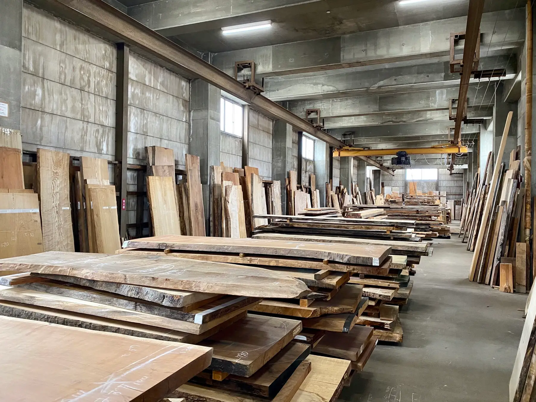 本社倉庫：通称「ミュージアム」には世界約45ヶ国の木材が常時130樹種、4000点ほど展示されている