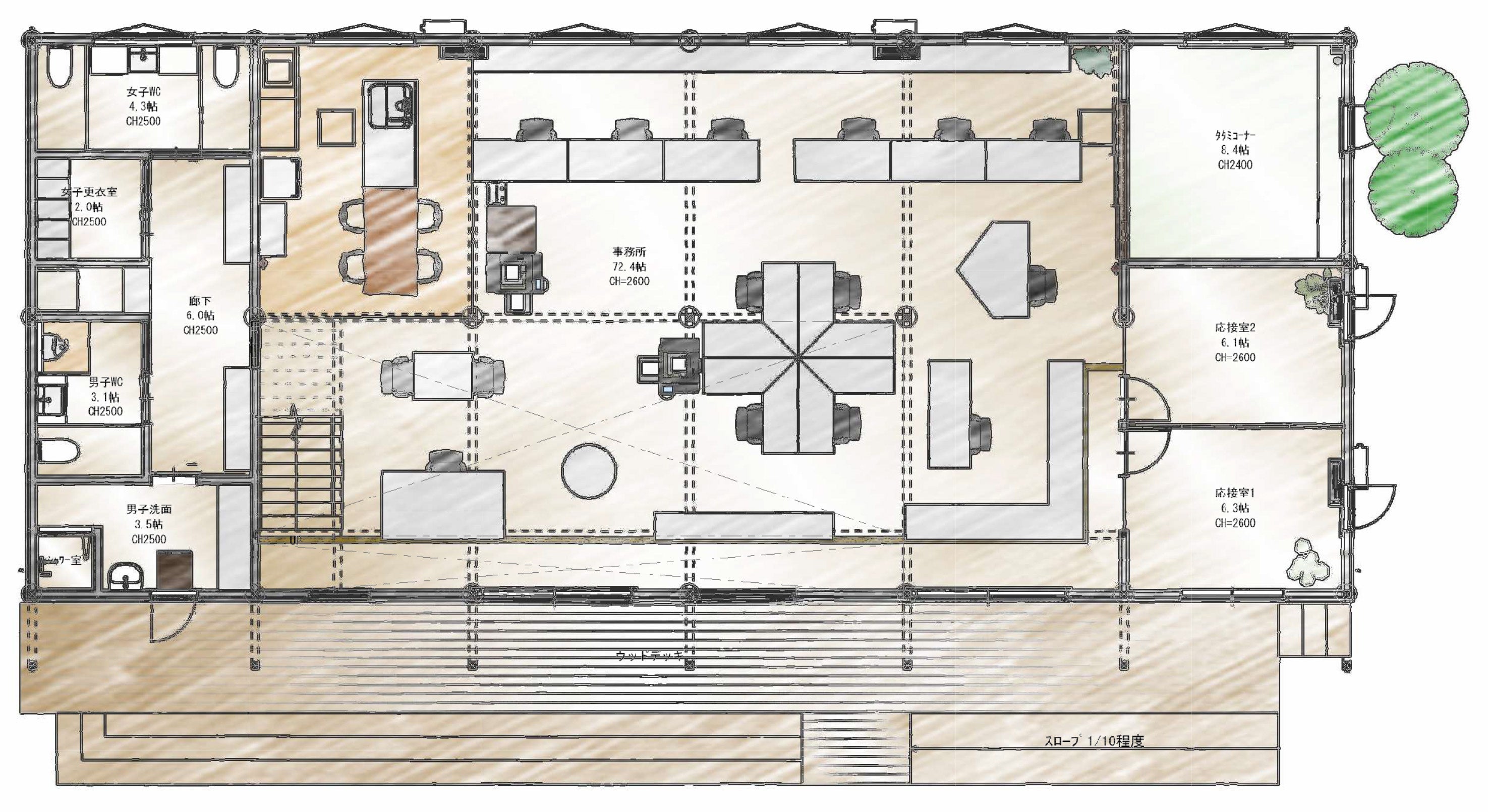 オフィス・ラボ平面図(1F)