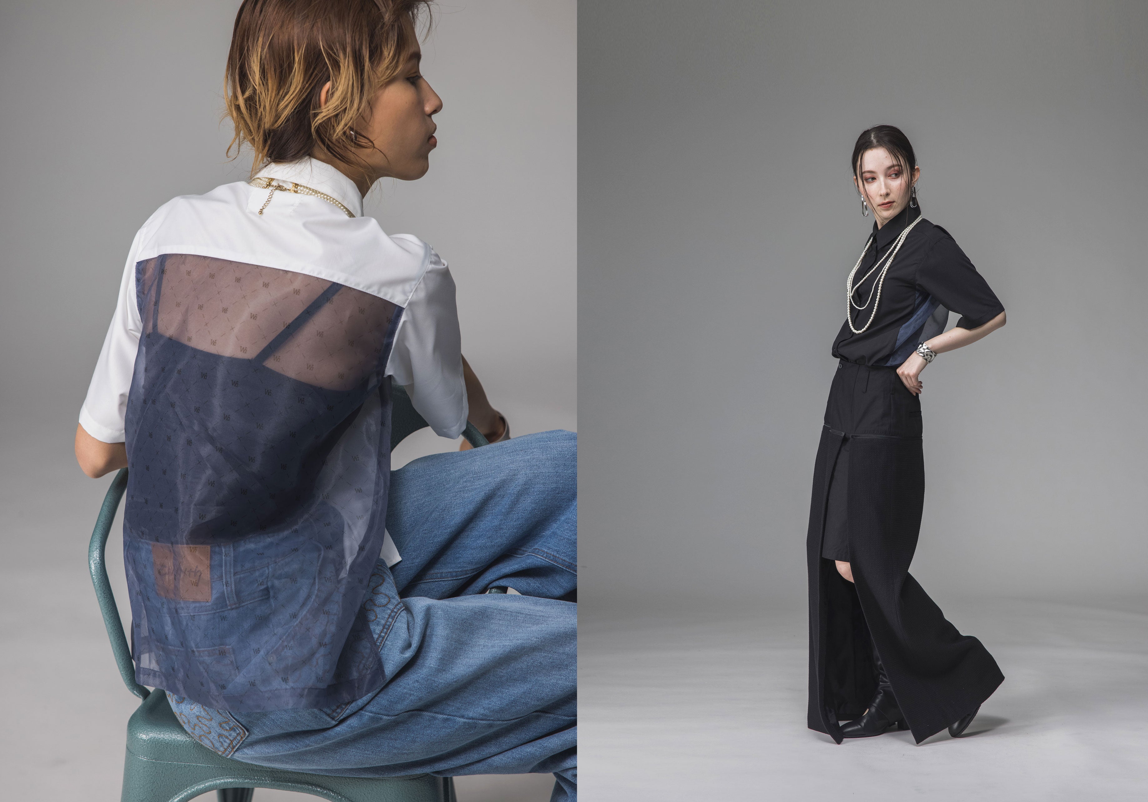 monogrammed back sheer shirt ¥8800