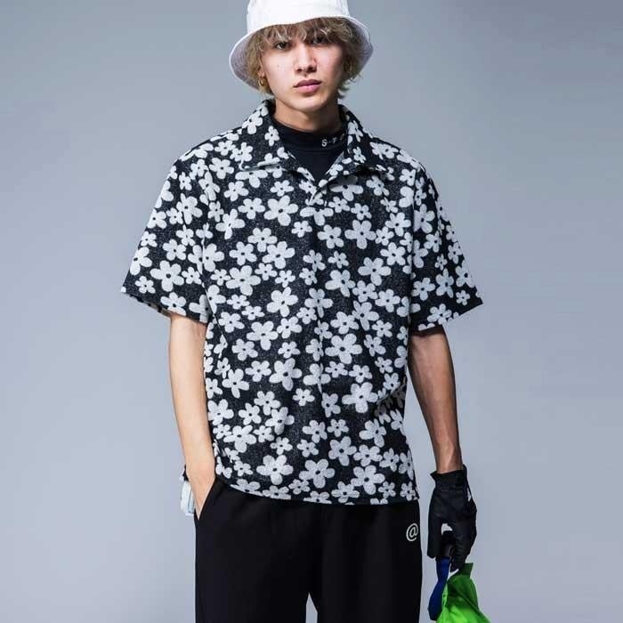 ANTIQUA GOLF×STCH 花柄 開襟トップス ¥11000