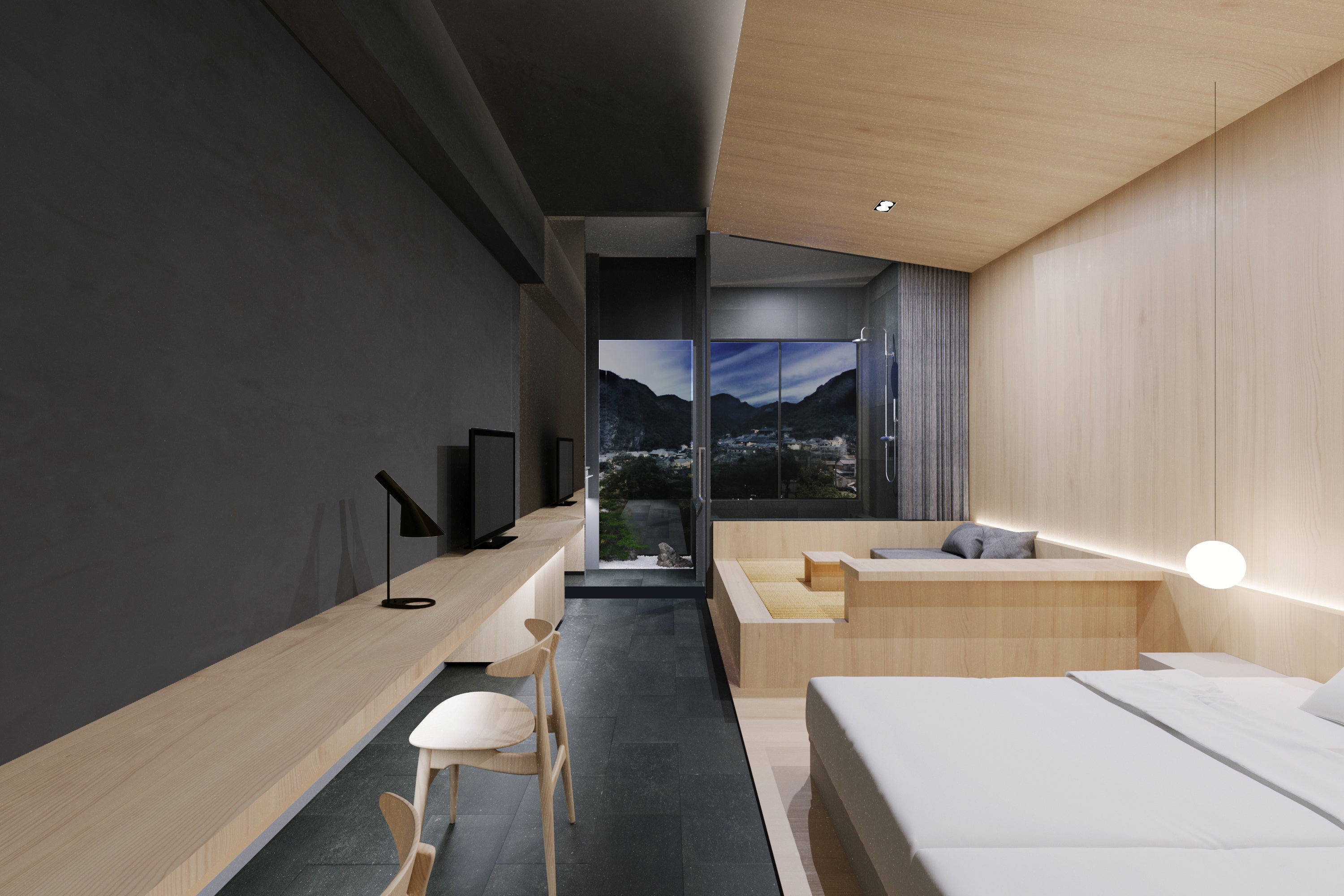 温泉半露天風呂付＜かわみ＞スタイリッシュツイン