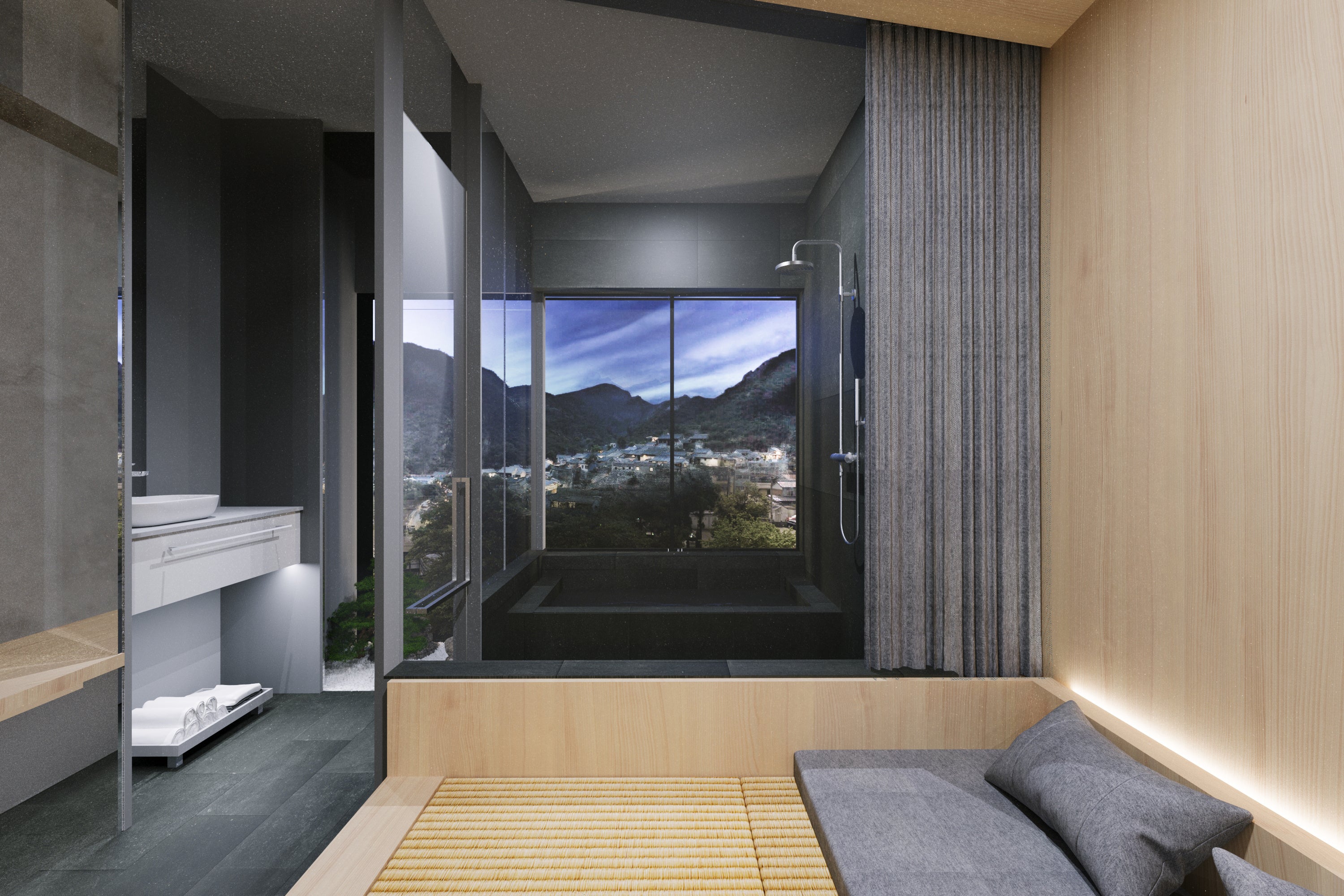 温泉半露天風呂付＜かわみ＞スタイリッシュツイン