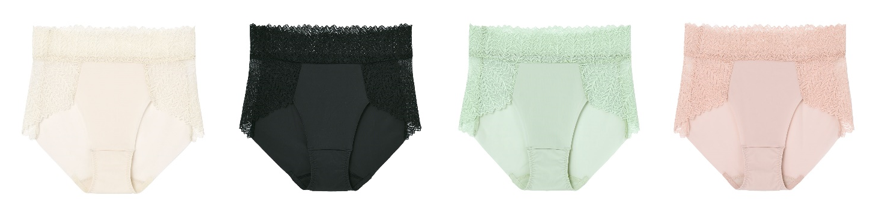 ノーマルショーツ　左から：BE、BL、ME、PIカラー