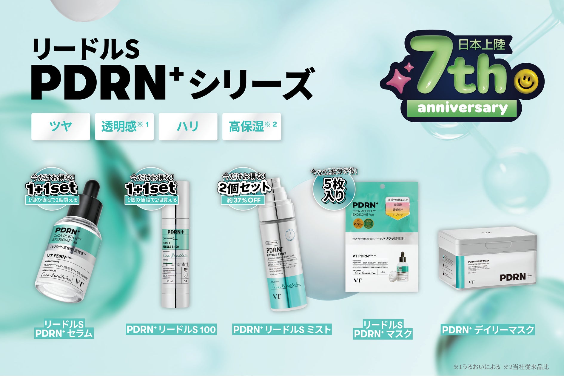 VT日本上陸7周年記念】リードルS PDRN+シリーズがお得な1+1セットに VT日本上陸7周年記念】リードルS PDRN+シリーズがお得な1+1セットに