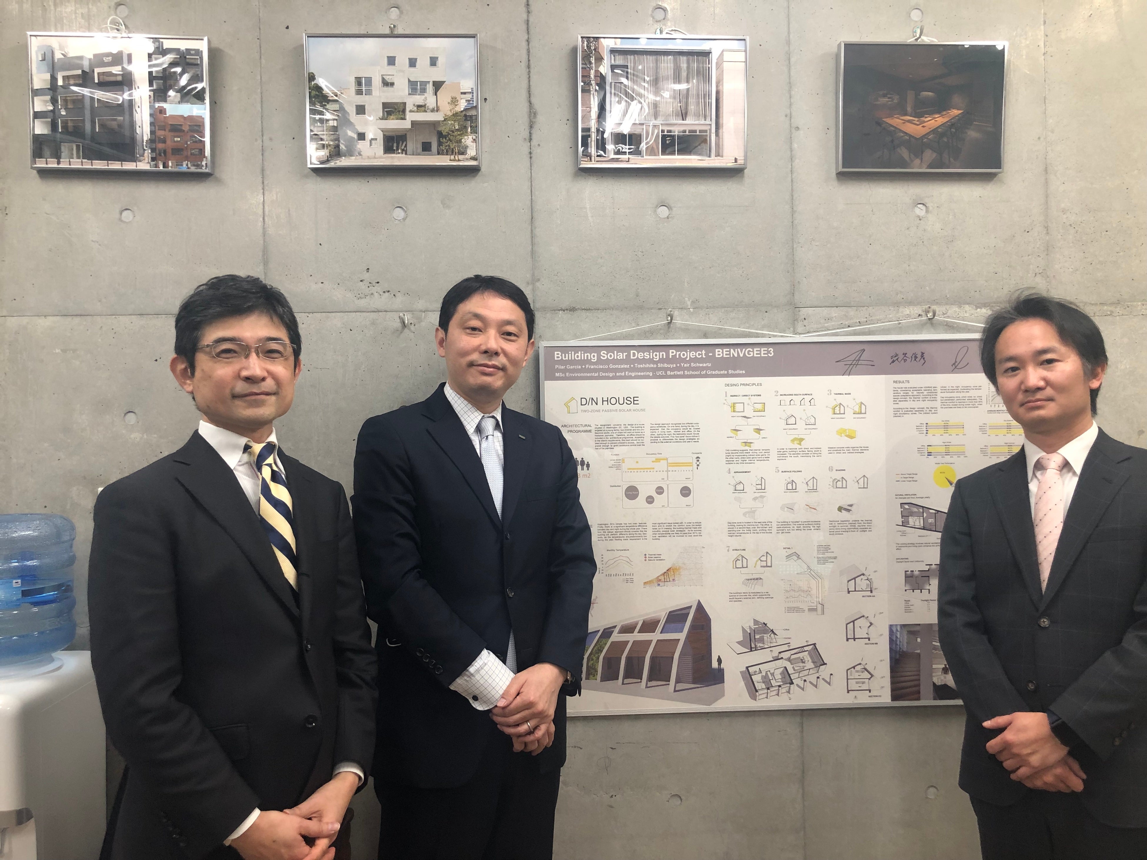 左から、東海大学 山川教授　当社代表 渋谷　東京電機大学 西川准教授