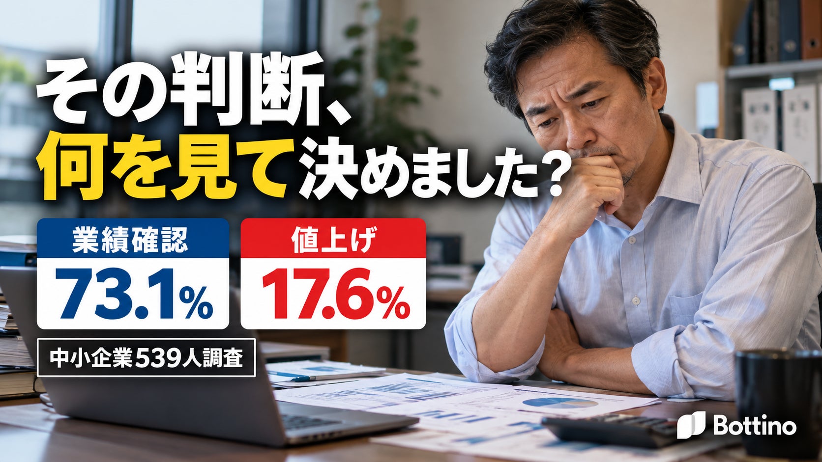 「その判断、何を見て決めました?」中小企業経営者539人への調査では、試算表・決算書を業績確認に使う人は73.1%、値上げ判断では17.6%でした。