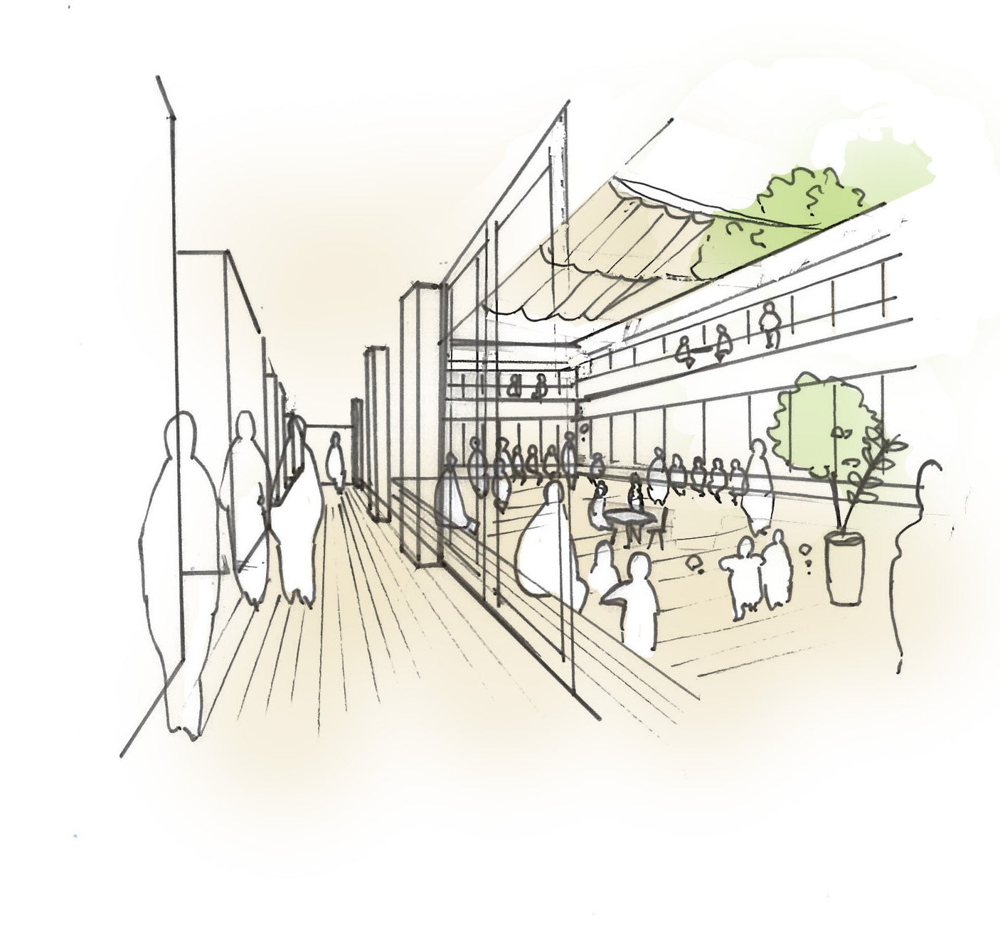 ３～4階吹き抜け部分にある縁側