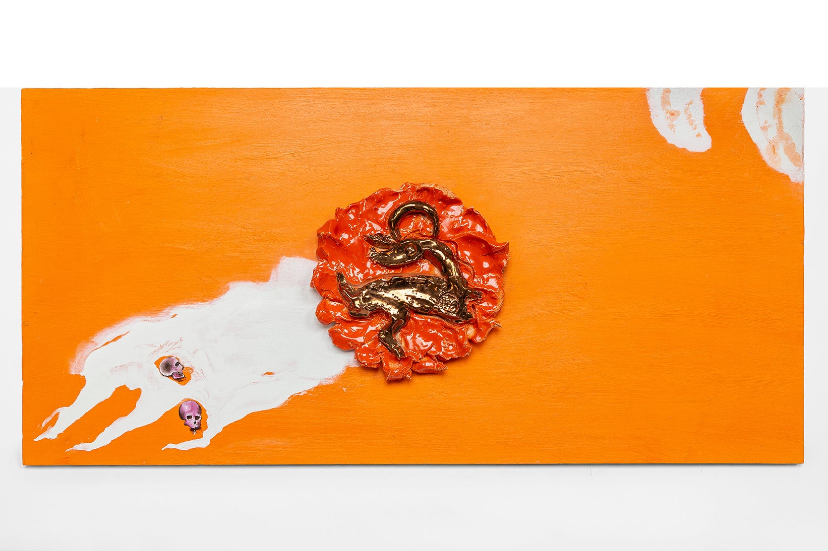 Enzo Cucchi&nbsp; Beirut, Oil on wood, glazed ceramic, 44.5 x 92 x 5 cm, 2020