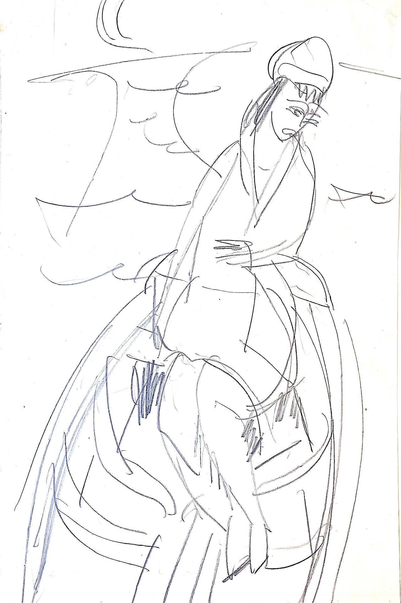 ［Sho+1］ エルンスト•ルートヴィヒ•キルヒナー｜Ernst Ludwig Kirchner ボートに乗る女性｜Woman in a boat, Pencil on paper, 46.4×30.4 cm, 1913