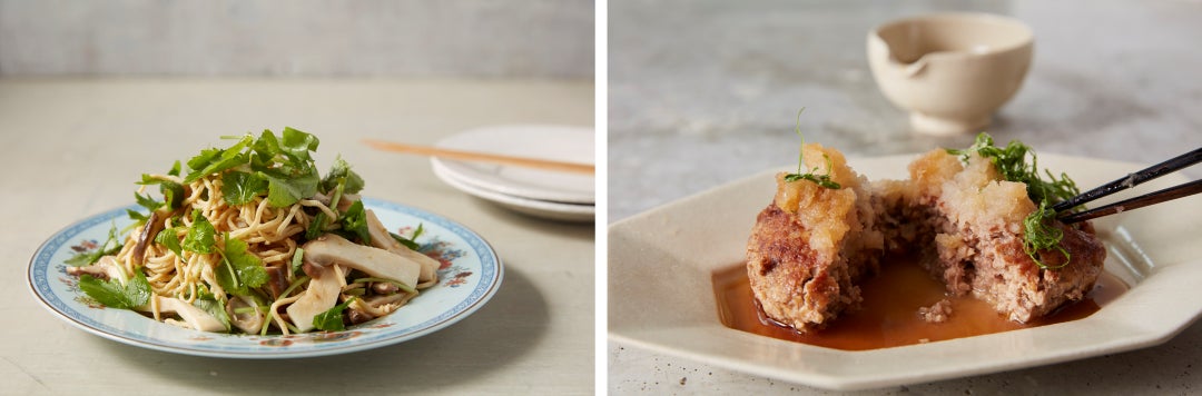 「エリンギのゆずこしょう」              「豆腐干ハンバーグ」