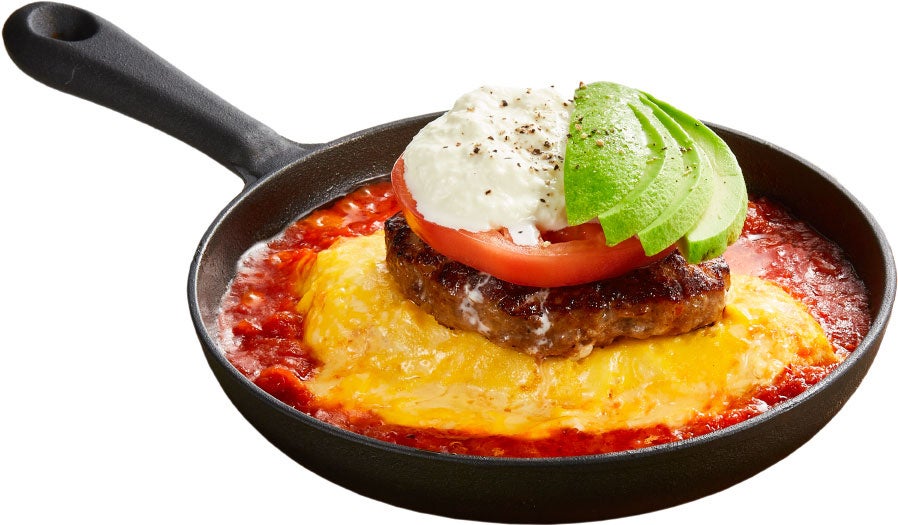 ストラッチャテッラチーズとアボカドのハンバーグオムライス