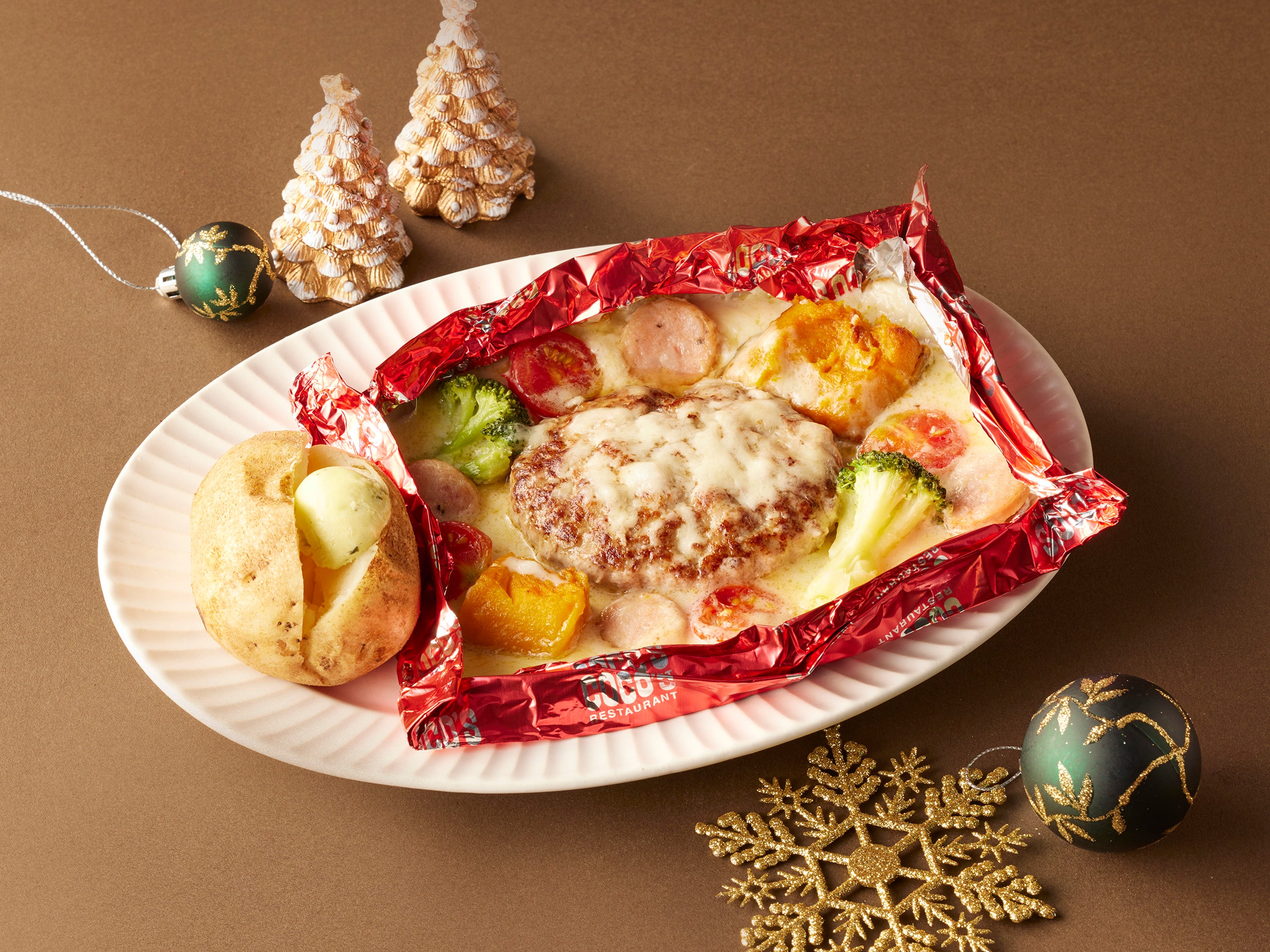 メリークリスマス♪チーズフォンデュ風包み焼きハンバーグ弁当