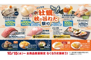 【はま寿司】牡蠣(かき)握りやカキフライつつみが100円(税込110円)!「はま寿司 牡蠣(かき)と秋の旨ねた祭り」開催!