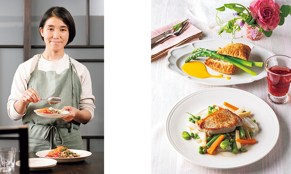 左から）タサン志麻さん、お料理イメージ