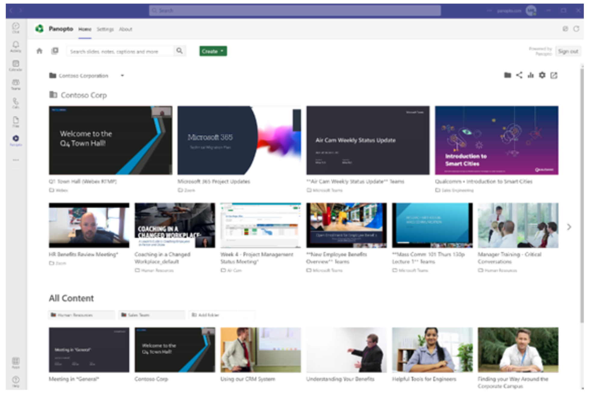 Microsoft Teams内のPanopto動画ライブラリ