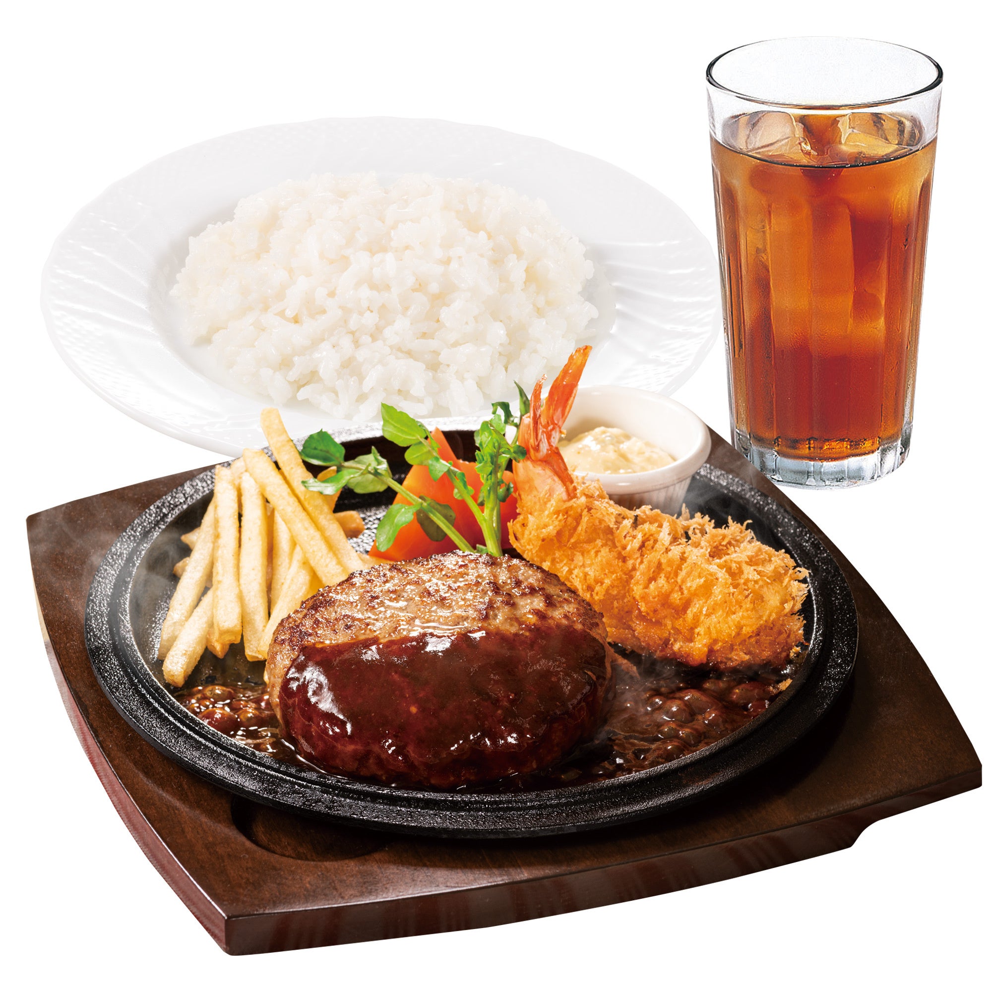 ハンバーグステーキ＆海老フライ＜ライス・ドリンク付き＞