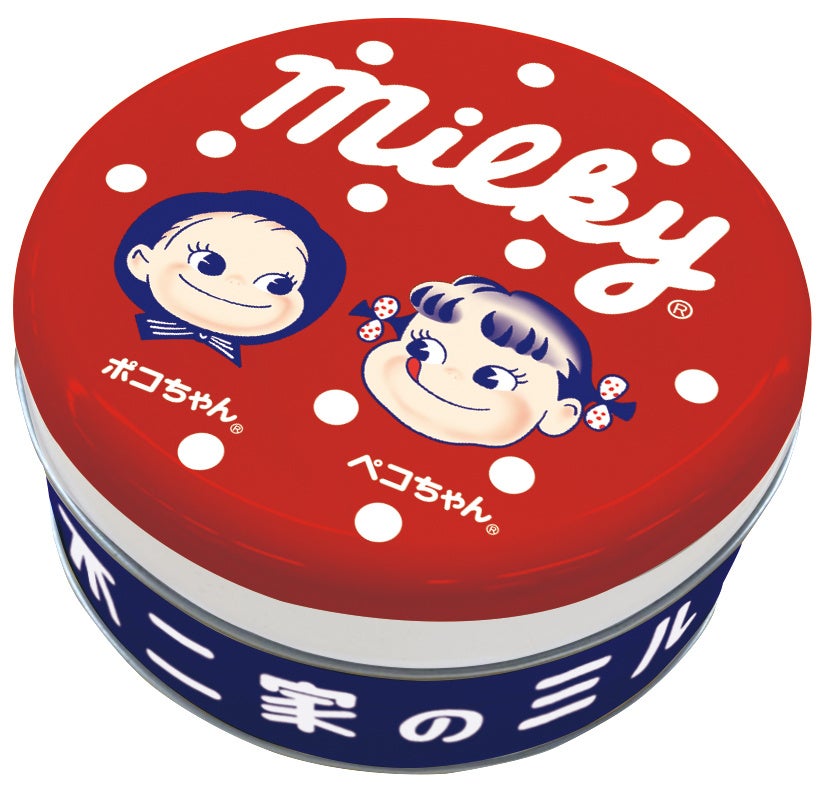 「ミルキー缶(不二家のミルキーデザイン)」<ミルキー19粒入>