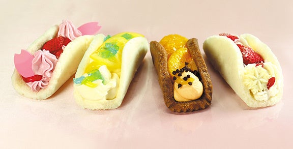 春夏秋冬オムレット_画像左から 「桜舞う春」、「はじける初恋の夏」、 「秋空オレンジ」、「雪躍る冬」