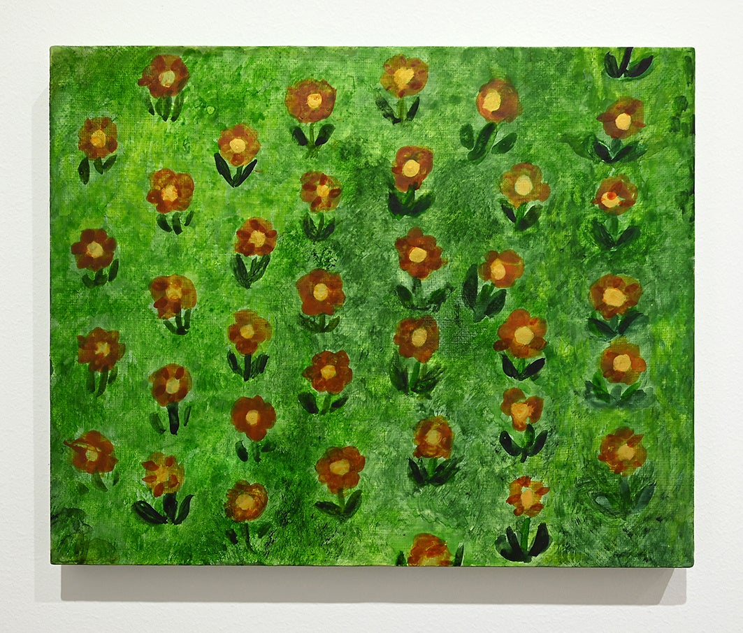 久保晶, 《花々》, 2022年, パネルに胡粉地, 水彩, 22x27.3cm