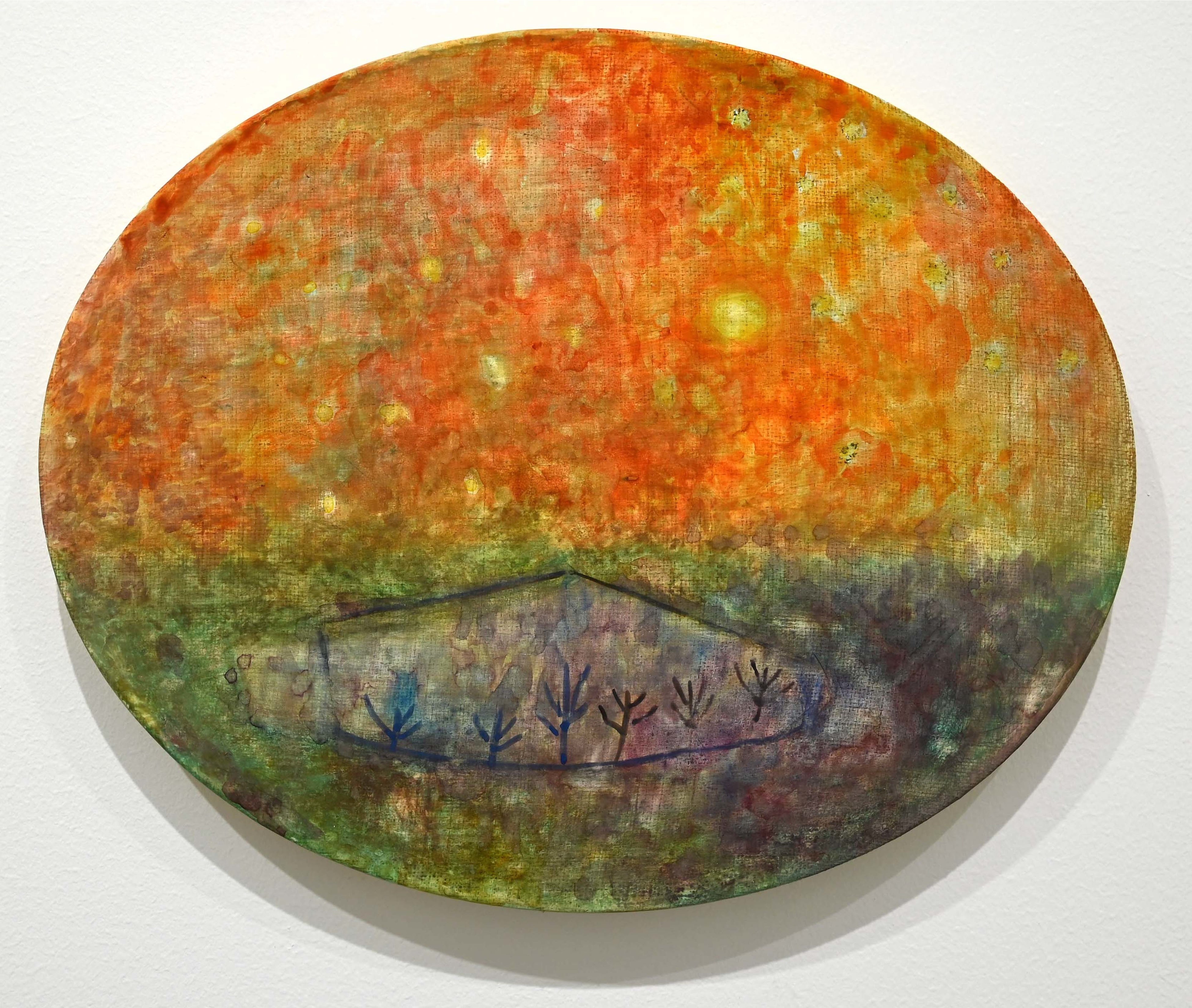 久保晶, 《無題》, 2022年, パネルに胡粉地, 水彩, 22x27.3cm