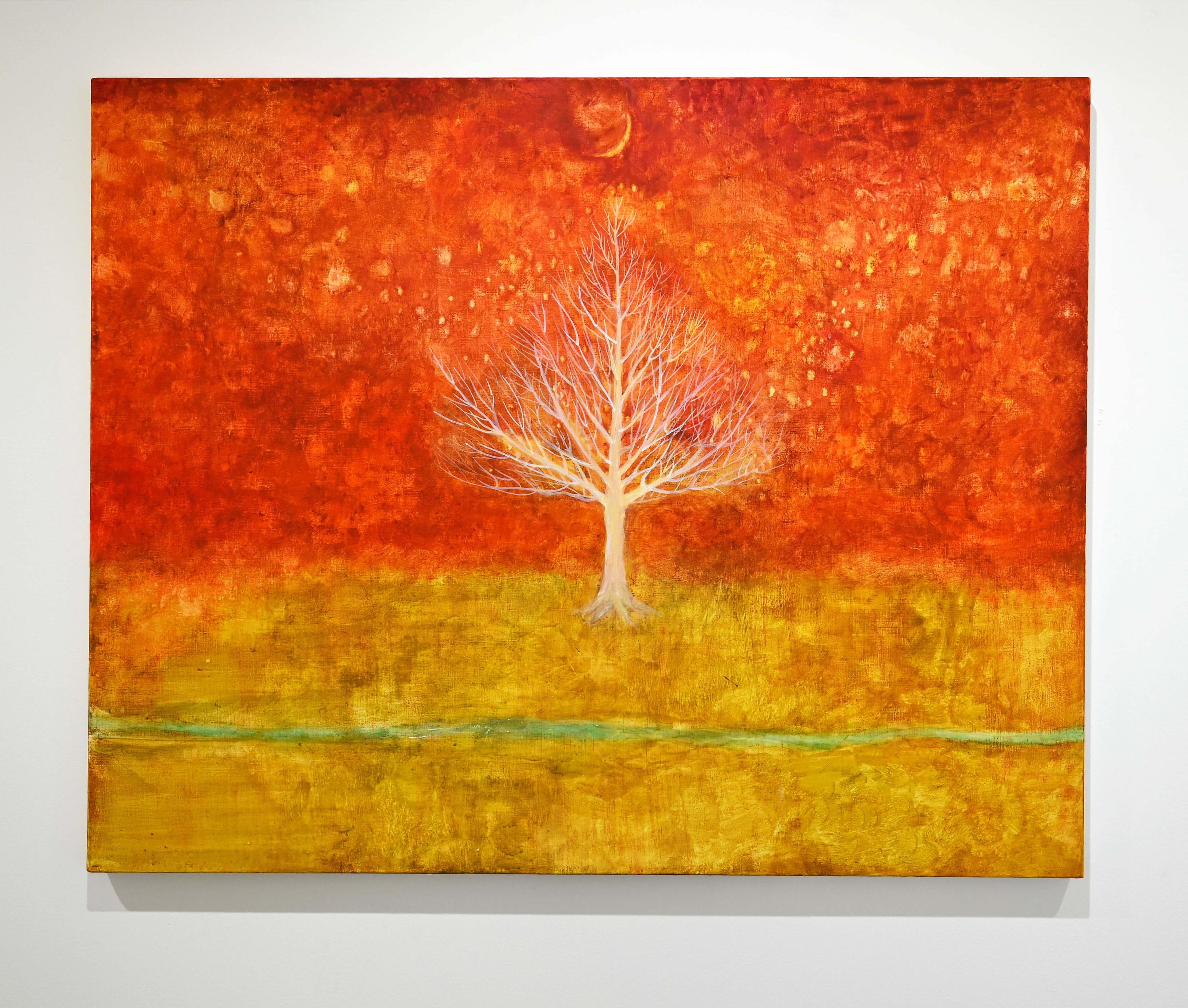 久保晶, 《木と小川》, 2022年, キャンバスに水彩, 72.7x90cm